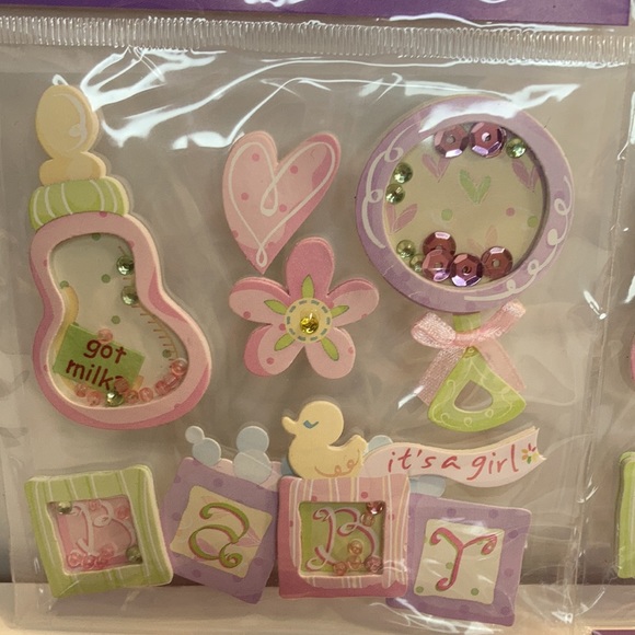 Mark Richards Scrapbook Stickers Card Making Baby Girl Rattle Bottle Crafts - Picture 2 of 13